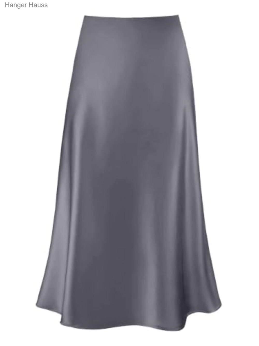 Satin A Line Midi Skirt High Waisted Fishtail Ruffle